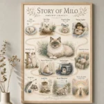 Cat memorial map print gift for cat loss remembrance
