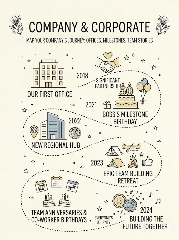 Corporate gift — personalized company story map print