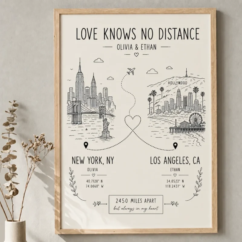 long-distance-relationsihip-map-10 Long distance relationship map framed print