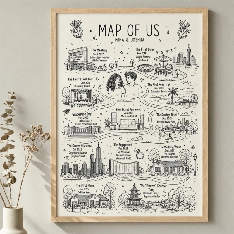 Map of us personalized anniversary gift idea
