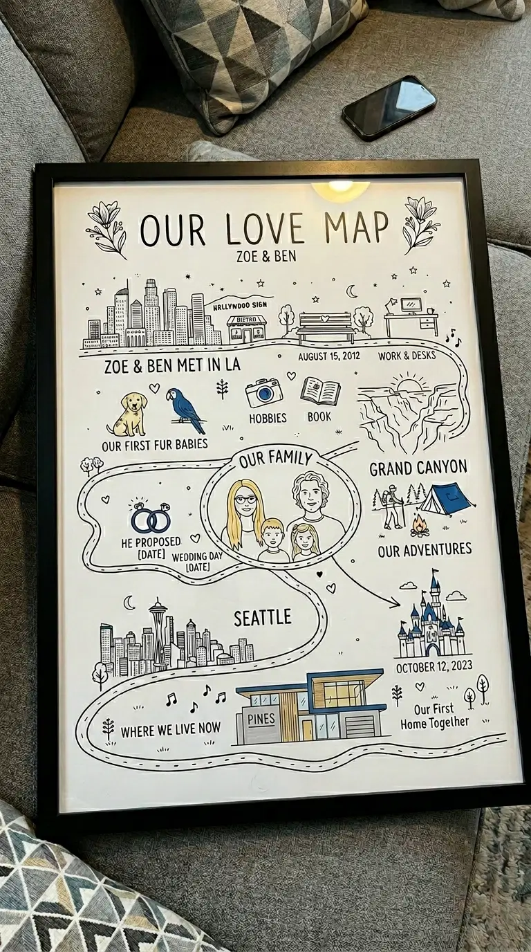 Personalized map print — custom couple map as meaningful anniversary gift