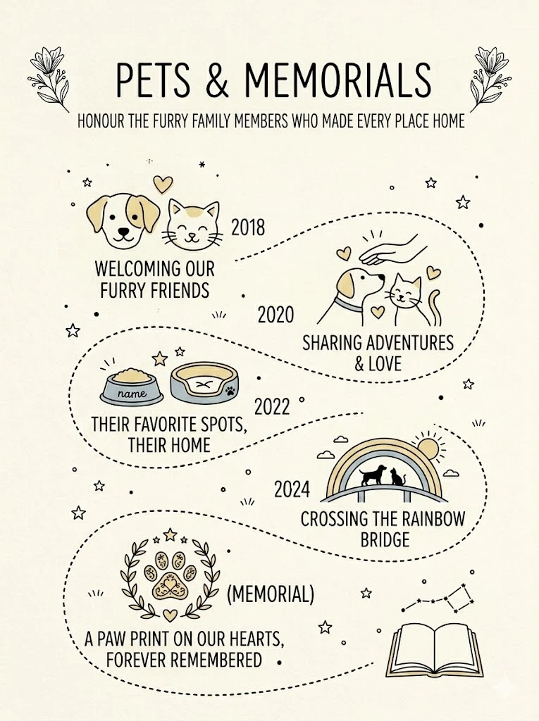 Pet memorial gift — personalized map print with pets
