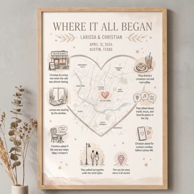 where-it-all-began-map-gift-7 Framed Where It All Began custom map poster for couples with personalized names, date, and story icons