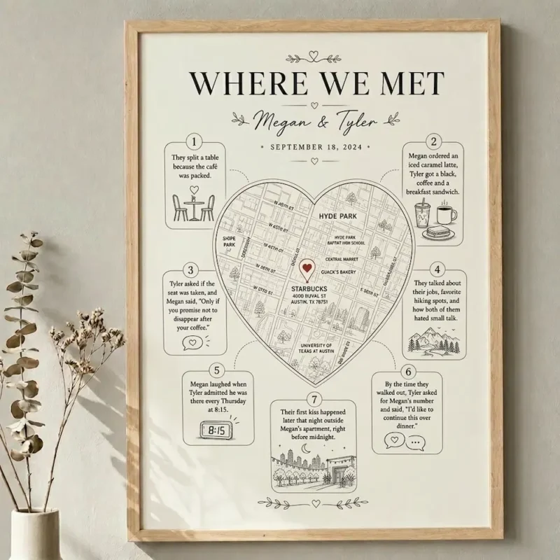 where-we-met-map-6 Where we met map custom anniversary wall art framed print